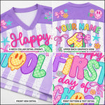 ChaoticClub Striped Neon Happy First Day of School Mesh Jersey