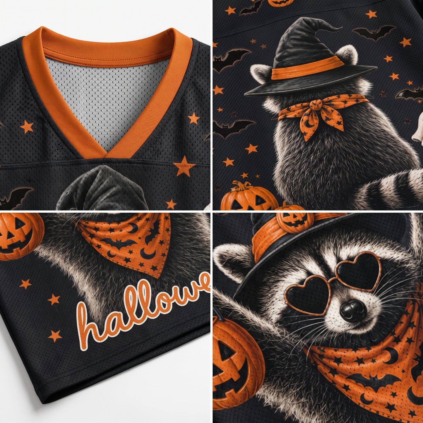 ChaoticClub Halloween Raccoon Witch Hat Mesh Jersey