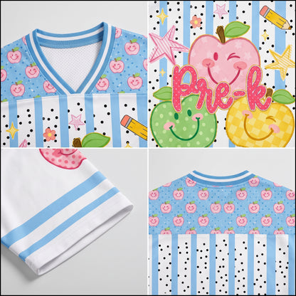 ChaoticClub Preppy Back to School Smiley Apple Mesh Jersey