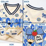 ChaoticClub Preppy Back To School Blue Gingham Pencil Mesh Jersey