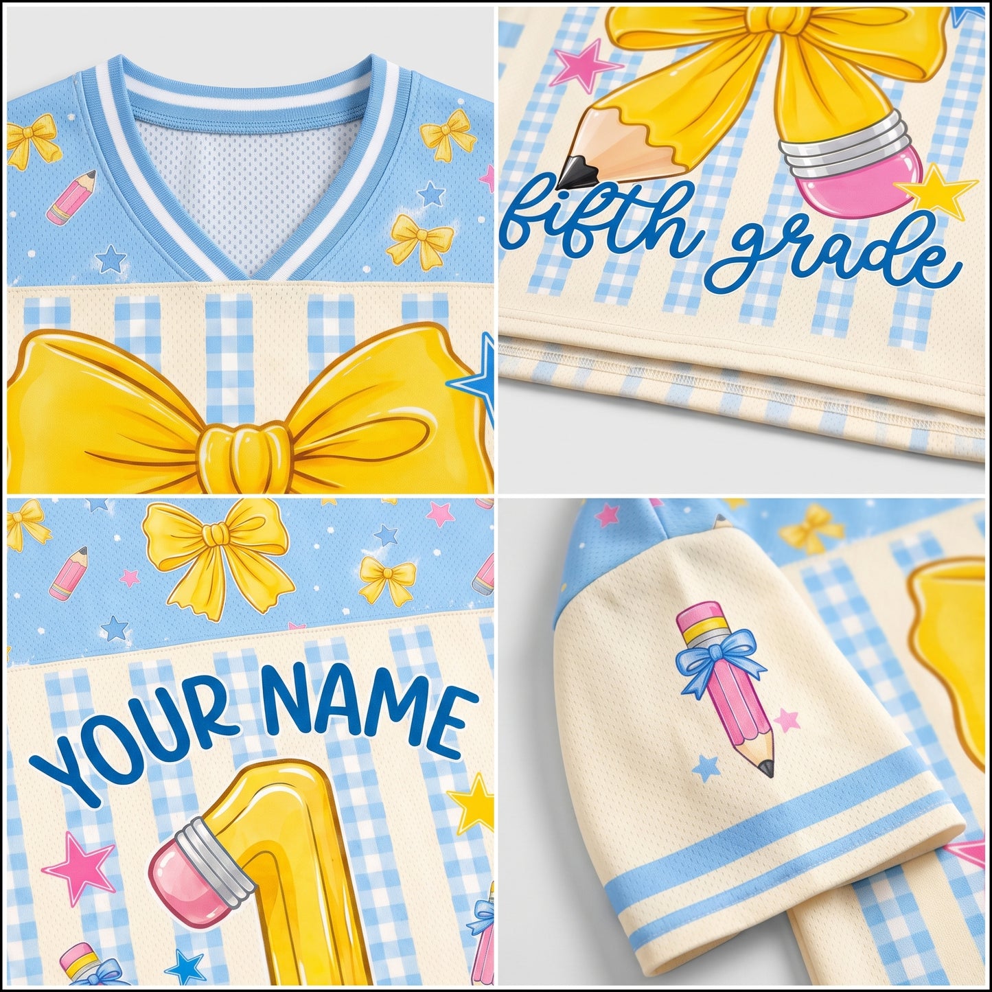 ChaoticClub Coquette Back To School Pencil Bow Mesh Jersey