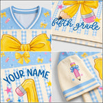 ChaoticClub Coquette Back To School Pencil Bow Mesh Jersey