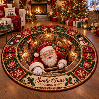 Chaotic Club Personalized 3D Chimney Santa Round Rug